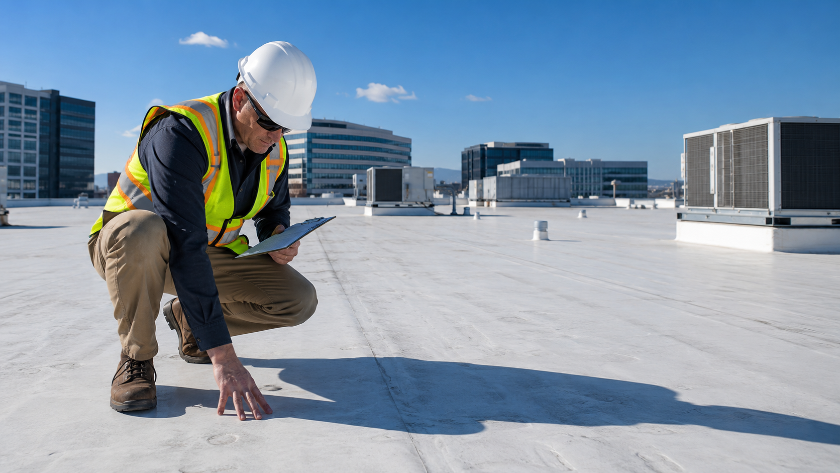 Flat Commercial Roof Storm Damage Assessment